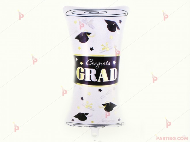 Фолиев балон Свитък с надпис Честито Завършване / Congrats Grad | PARTIBG.COM
