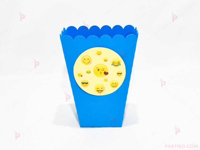 Кофичка за пуканки/чипс с декор Усмивки в синьо | PARTIBG.COM