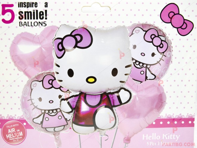 Фолиеви балони комплект от 5 бр. - Кити / Hello Kitty | PARTIBG.COM