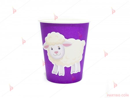 Чашки едноцветни в лилаво с декор Овца