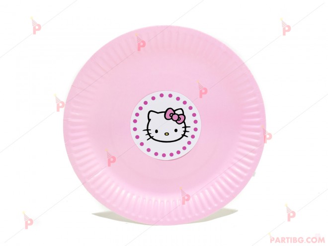 Чинийки едноцветни в розово с декор Кити / Hello Kitty | PARTIBG.COM