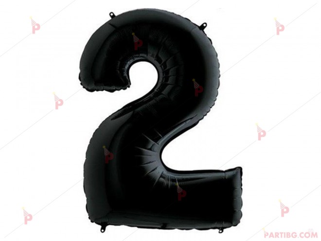 Фолиев балон цифра "2" - черен 1м. | PARTIBG.COM