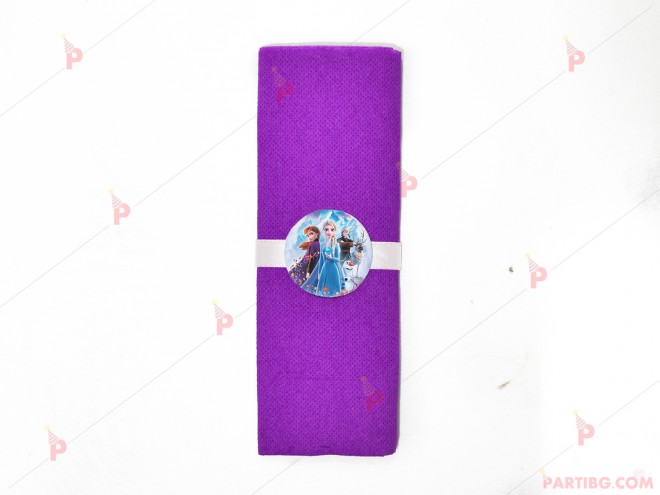 Салфетка едноцветна в лилаво и тематичен декор Леденото кралство 2 / Frozen 2 | PARTIBG.COM