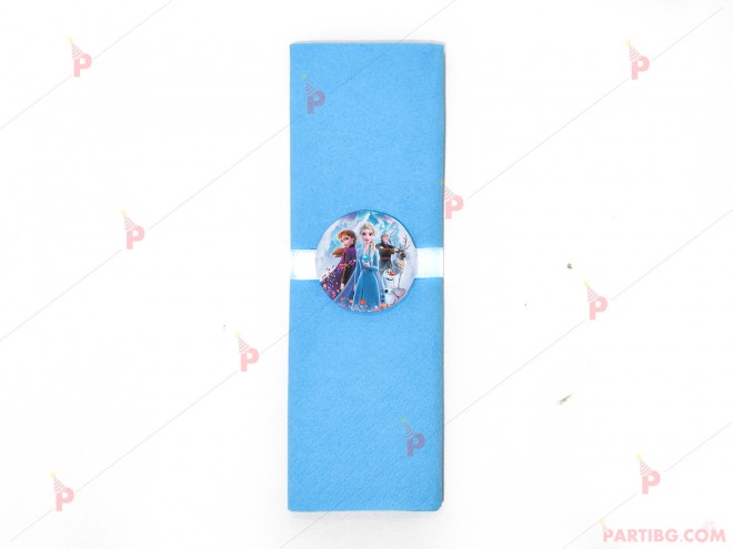 Салфетка едноцветна в синьо и тематичен декор Леденото кралство 2 / Frozen 2 | PARTIBG.COM