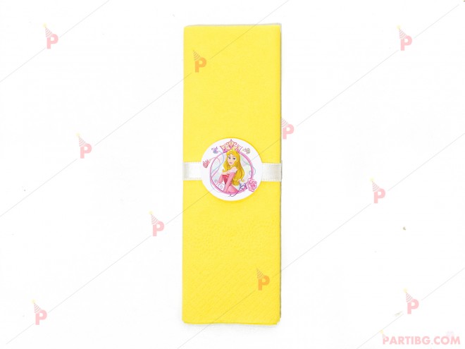 Салфетка едноцветна в жълто и тематичен декор Аврора / Спящата красавица | PARTIBG.COM