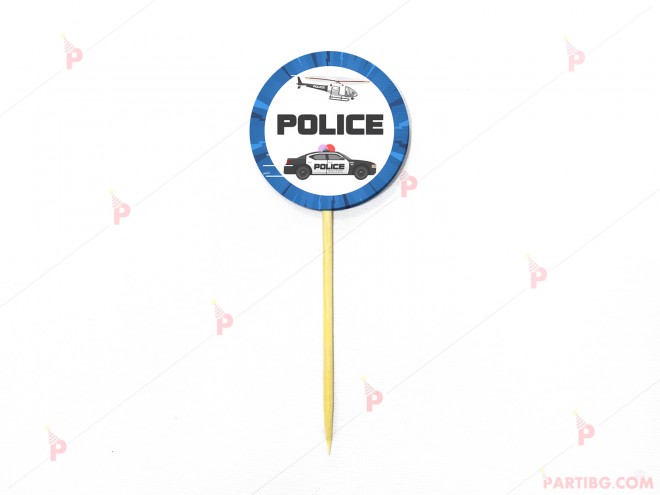 Топер за кексче/мъфин с декор Полицейска кола | PARTIBG.COM