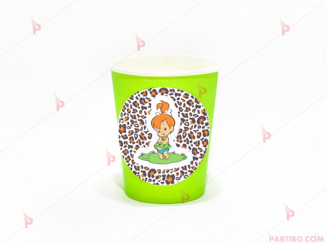 Чашки едноцветни в зелено с декор Пебълс - Семейство Флинстоун / The Flinstones | PARTIBG.COM