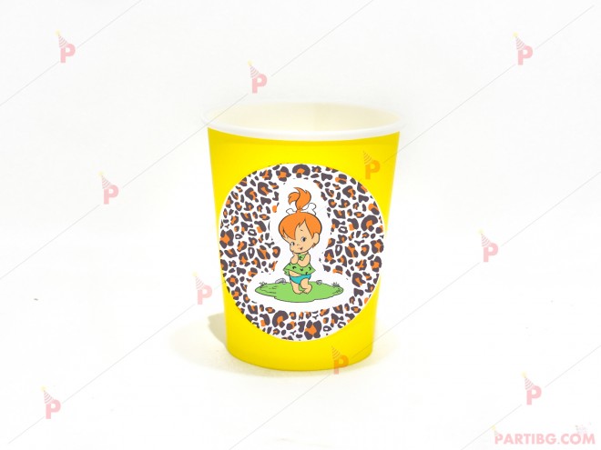 Чашки едноцветни в жълто с декор Пебълс - Семейство Флинстоун / The Flinstones | PARTIBG.COM