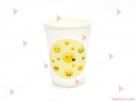 Чашки едноцветни в бяло с декор Усмивки / Emoji