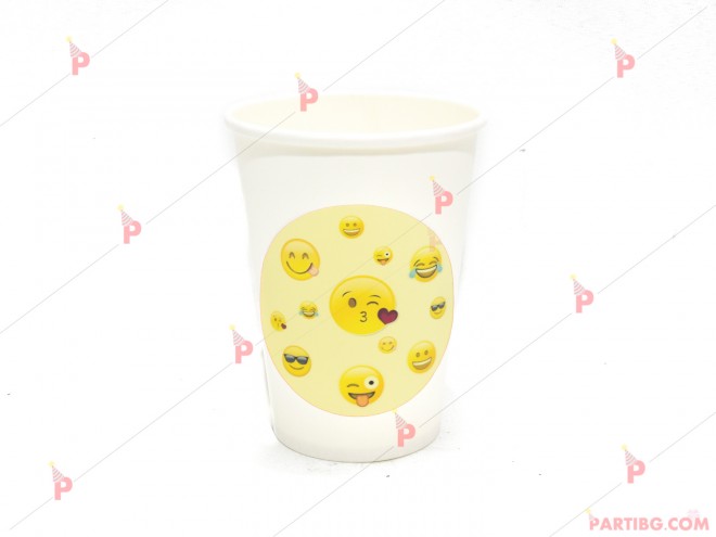 Чашки едноцветни в бяло с декор Усмивки / Emoji | PARTIBG.COM