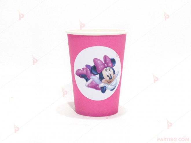 Чашки едноцветни в розово с декор Мини Маус / Minnie Mousee 2 | PARTIBG.COM