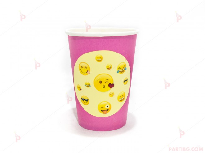 Чашки едноцветни в розово с декор Усмивки / Emoji | PARTIBG.COM