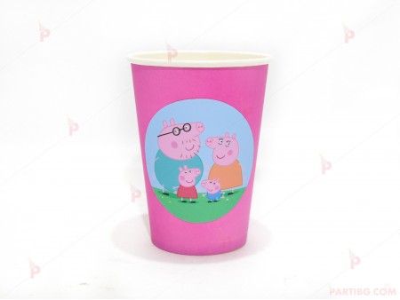 Чашки едноцветни в розово с декор Пепа пиг / Peppa pig