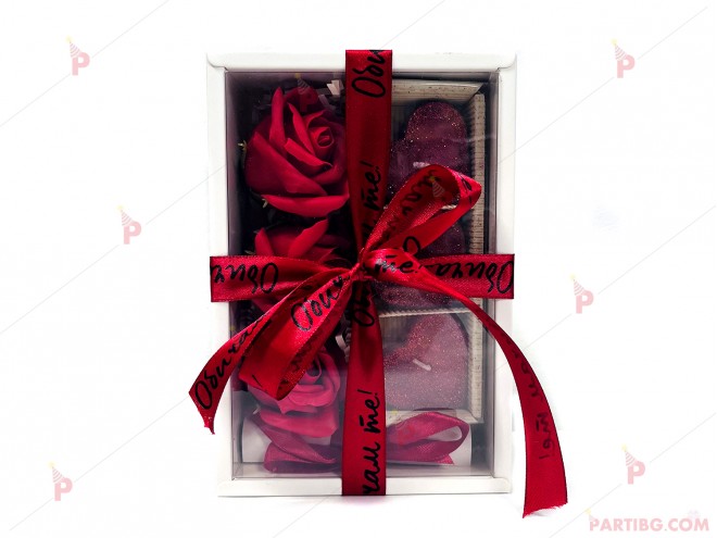 Подаръчен комплект в червено с пожелание | PARTIBG.COM