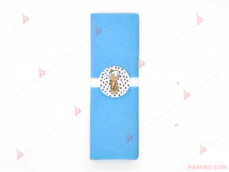 Салфетка едноцветна в синьо и тематичен декор Бам Бам - Семейство Флинстоун / The Flinstones