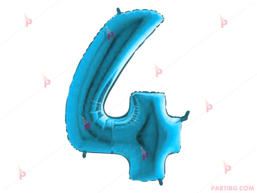 Фолиев балон цифра 4 - син 1м.