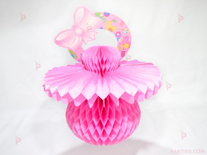 Хартиена украса във формата на биберон - розово | PARTIBG.COM