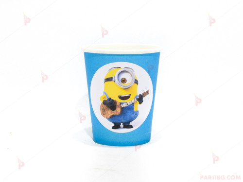 Чашки едноцветни в синьо с декор Миньони / Minions