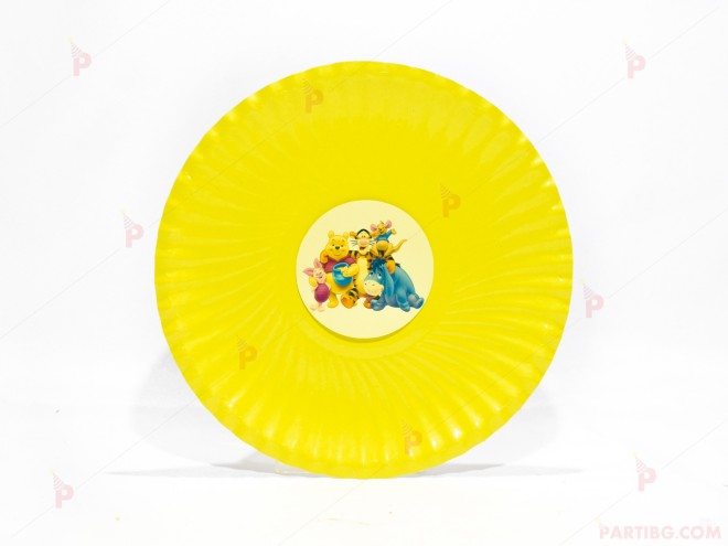 Чинийки едноцветни в жълто с декор Мечо Пух / Winnie-the-Pooh | PARTIBG.COM