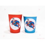 Чашки едноцветни в червено с декор Супермен | PARTIBG.COM