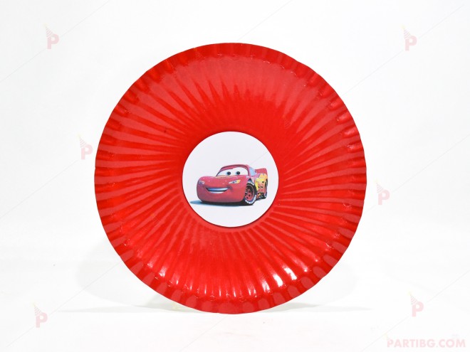 Чинийки едноцветни в червено с декор Колите / Cars | PARTIBG.COM