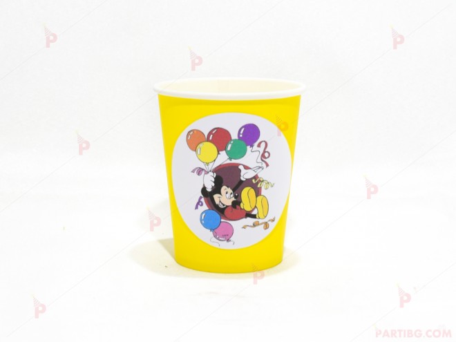 Чашки едноцветни в жълто с декор Мики Маус / Mickey Mousee 2 | PARTIBG.COM