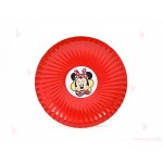 Чинийки едноцветни в червено с декор Мини Маус / Minnie Mousee | PARTIBG.COM
