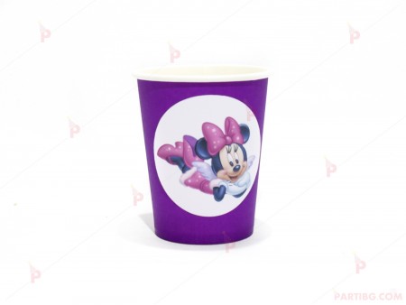 Чашки едноцветни в лилаво с декор Мини Маус / Minnie Mousee 2