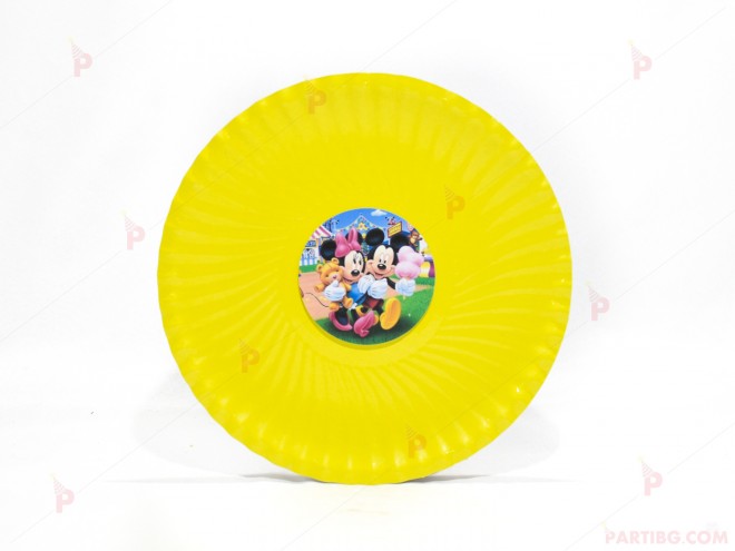 Чинийки едноцветни в жълто с декор Мини и Мики Маус | PARTIBG.COM