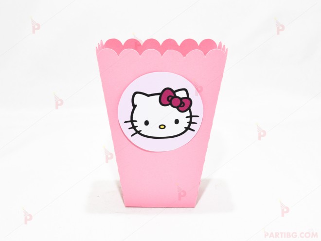 Кофичка за пуканки/чипс с декор Кити в розово | PARTIBG.COM