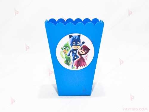 Кофичка за пуканки/чипс с декор Пи Джей Маск/PJ MASKS в синьо / 1бр.