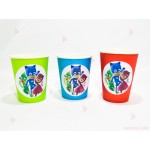 Чашки едноцветни в зелено с декор Пи джей маск/ PJ MASKS | PARTIBG.COM