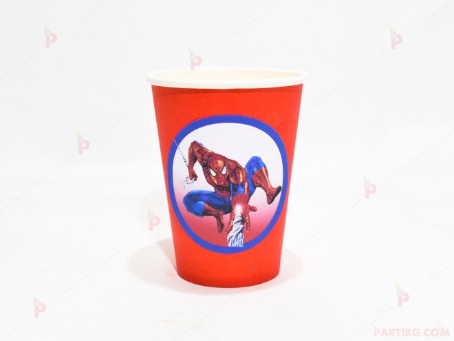 Чашки едноцветни в червено с декор Спайдърмен | PARTIBG.COM