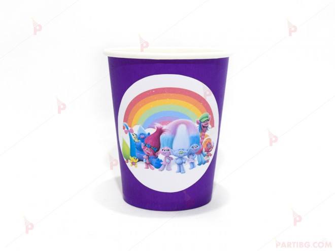 Чашки едноцветни в лилаво с декор Тролчета | PARTIBG.COM