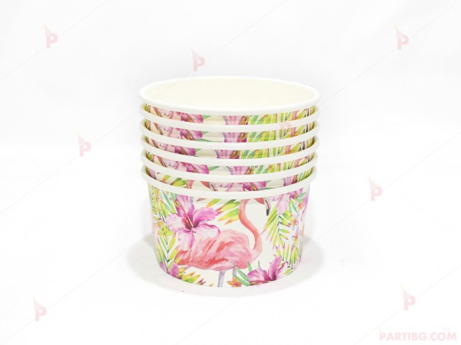Купички за сладолед/ядки с декор фламинго | PARTIBG.COM