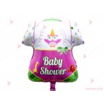 Фолиев балон бебешко боди с надпис "Baby shower" в розово | PARTIBG.COM
