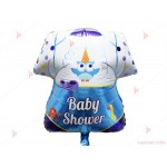 Фолиев балон бебешко боди с надпис "Baby shower" в синьо | PARTIBG.COM