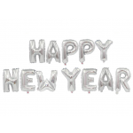 Фолиеви балони сребристи - надпис "Happy new year" | PARTIBG.COM