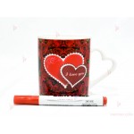 Чаша с декор сърца и рози+маркер за надписване | PARTIBG.COM