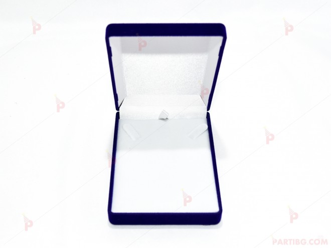 Подаръчна кутия за бижу от кадифе-голяма в синьо за комплект | PARTIBG.COM