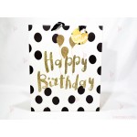 Подаръчна торбичка с надпис "Happy Birthday" в бяло на черни точки 3 | PARTIBG.COM