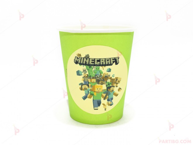 Чашки едноцветни в зелено с декор Майнкрафт/Minecraft | PARTIBG.COM