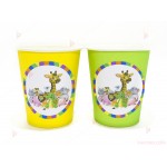 Чашки едноцветни в зелено с декор Диви животни/Джунгла | PARTIBG.COM