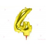 Фолиев балон цифра "4"-златист 40 см. | PARTIBG.COM