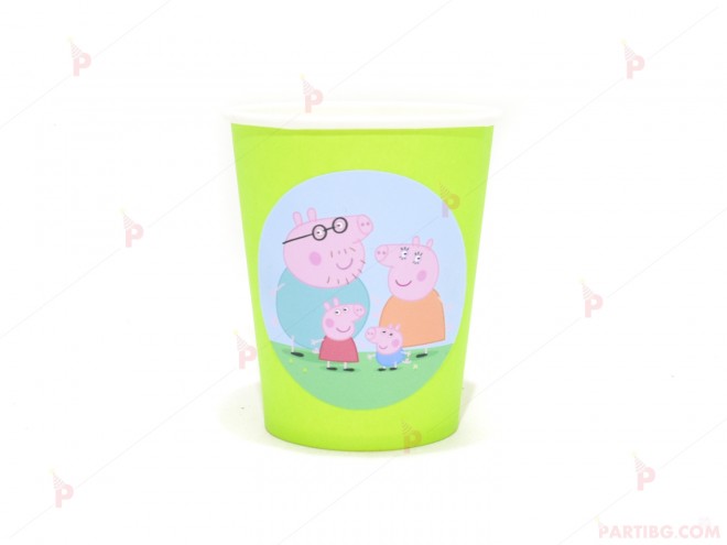 Чашки едноцветни в зелено с декор Пепа пиг / Peppa pig | PARTIBG.COM