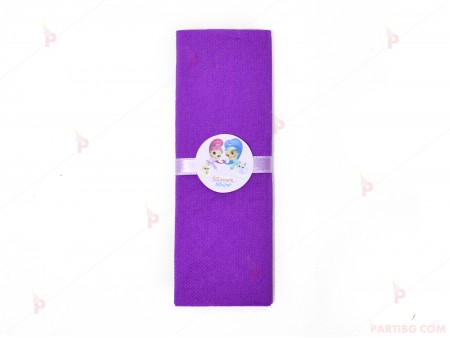 Салфетка едноцветна в лилаво и тематичен декор Искрица и Сияйница