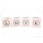 Свещник Love / комплект в розово | PARTIBG.COM