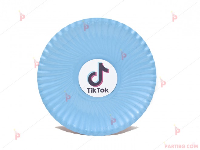 Чинийки едноцветни в синьо с декор ТикТок / TikTok | PARTIBG.COM