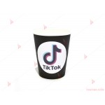 Чашки едноцветни в черно с декор ТикТок / TikTok | PARTIBG.COM