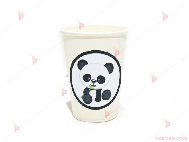 Чашки едноцветни в бяло с декор Панда | PARTIBG.COM
